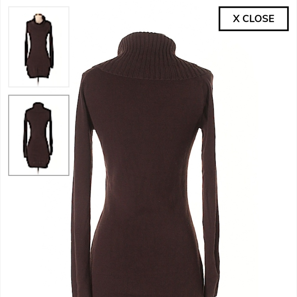 Bcbg cow neck sweater dress brown and black - Picture 5 of 6